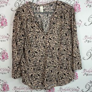 H&M button up long sleeve owls birds butterfly 🦋 Floral Print Women's Top